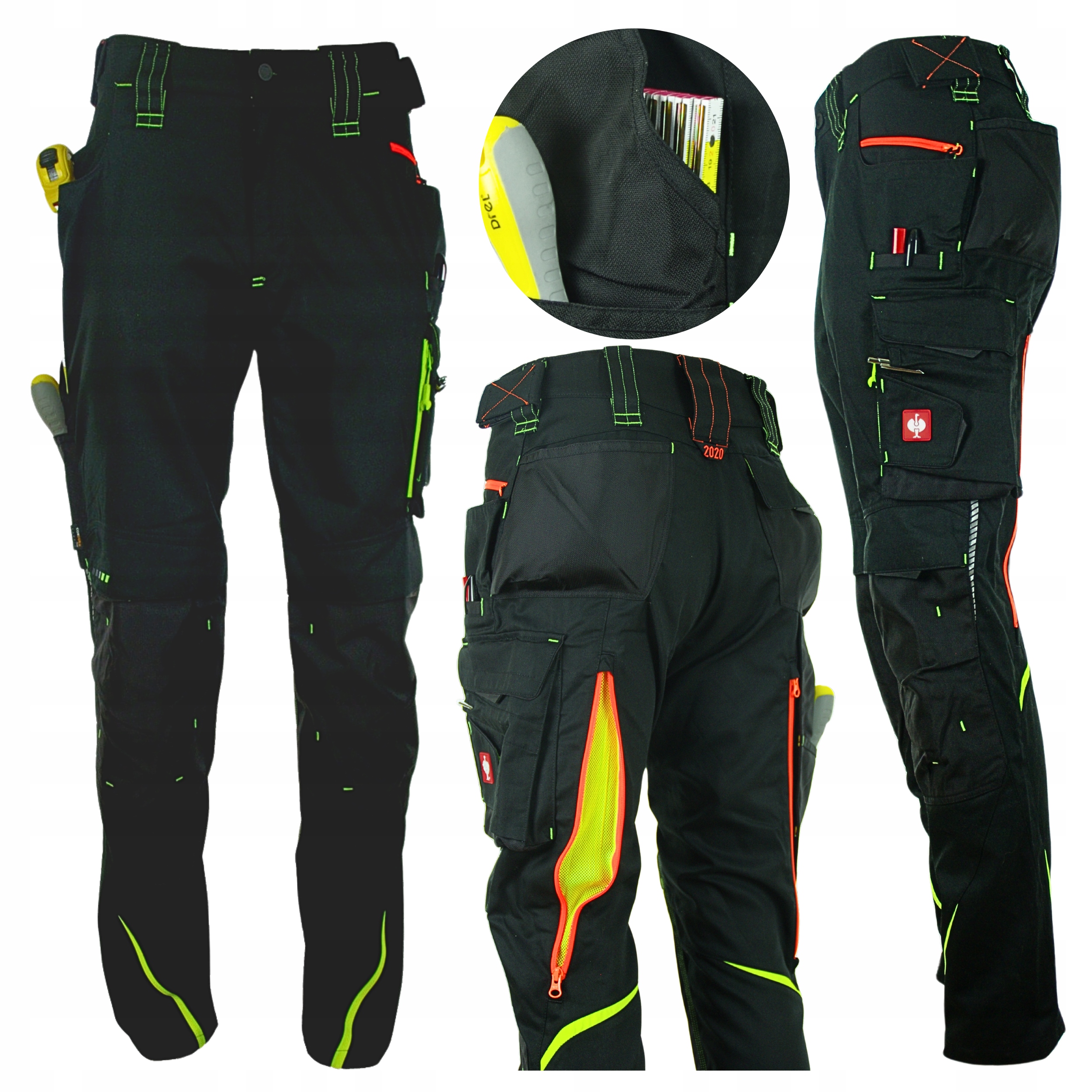 Pánské pracovní kalhoty Strauss Premium 65511 černo-žluté Ventilace vel. 25