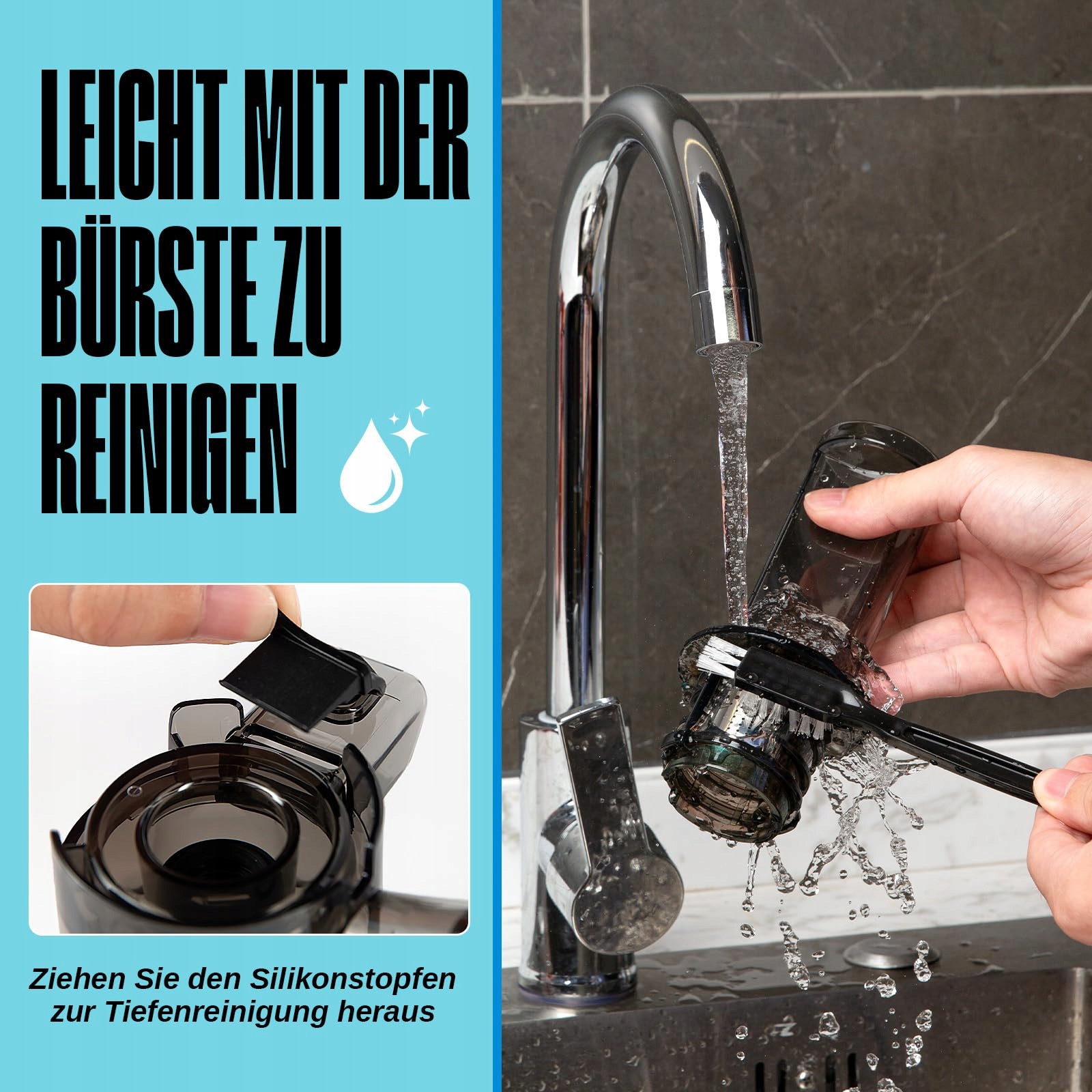 VENTRAY Ginnie Wolnoobrotowa Wyciskarka 100W Niebieska — miniatura 4