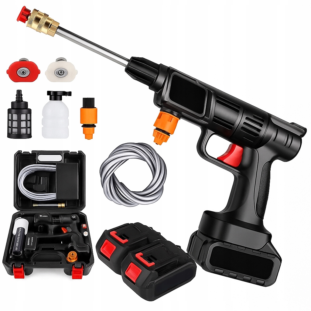 Mocna Myjka Ciśnieniowa Akumulatorowa 48VF 2xAKU Zestaw Wielofunkcyjny