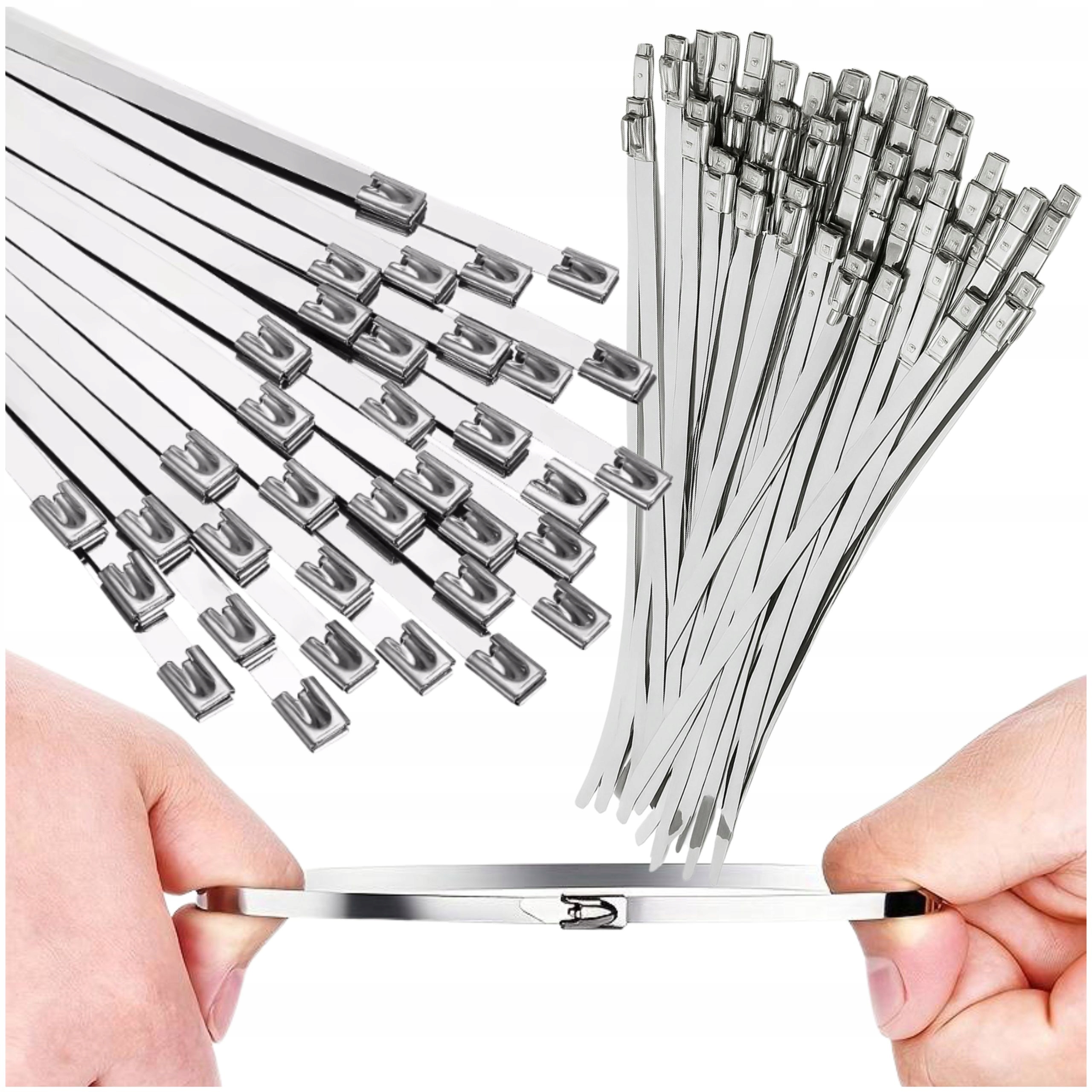 Metalowe Opaski Zaciskowe Trytytki Kablowe Obejmy Zestaw 100 szt 4.6x100mm