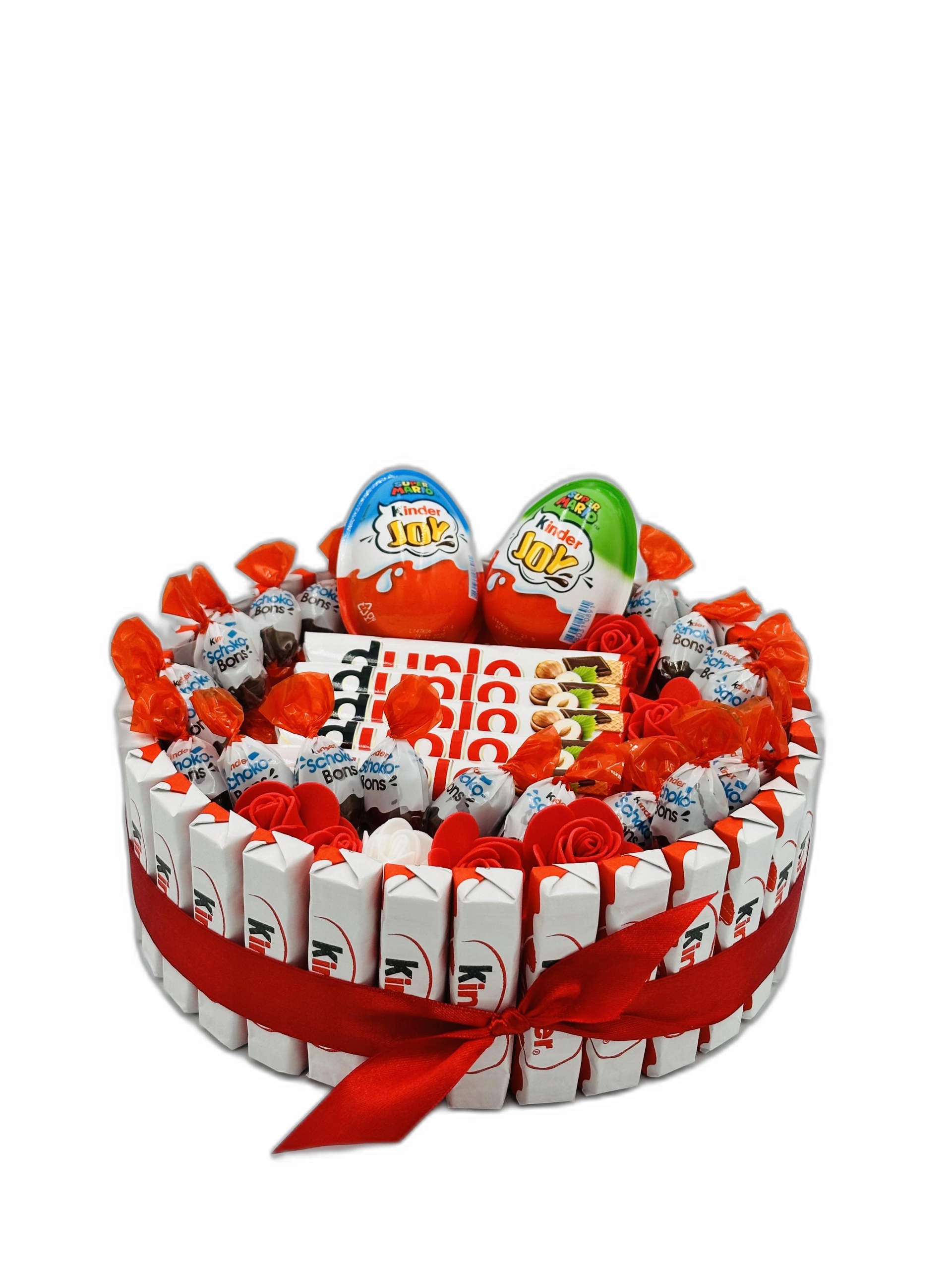 Tort Ze Słodyczy Kinder Kosz Prezentowy Zestaw Na Urodziny