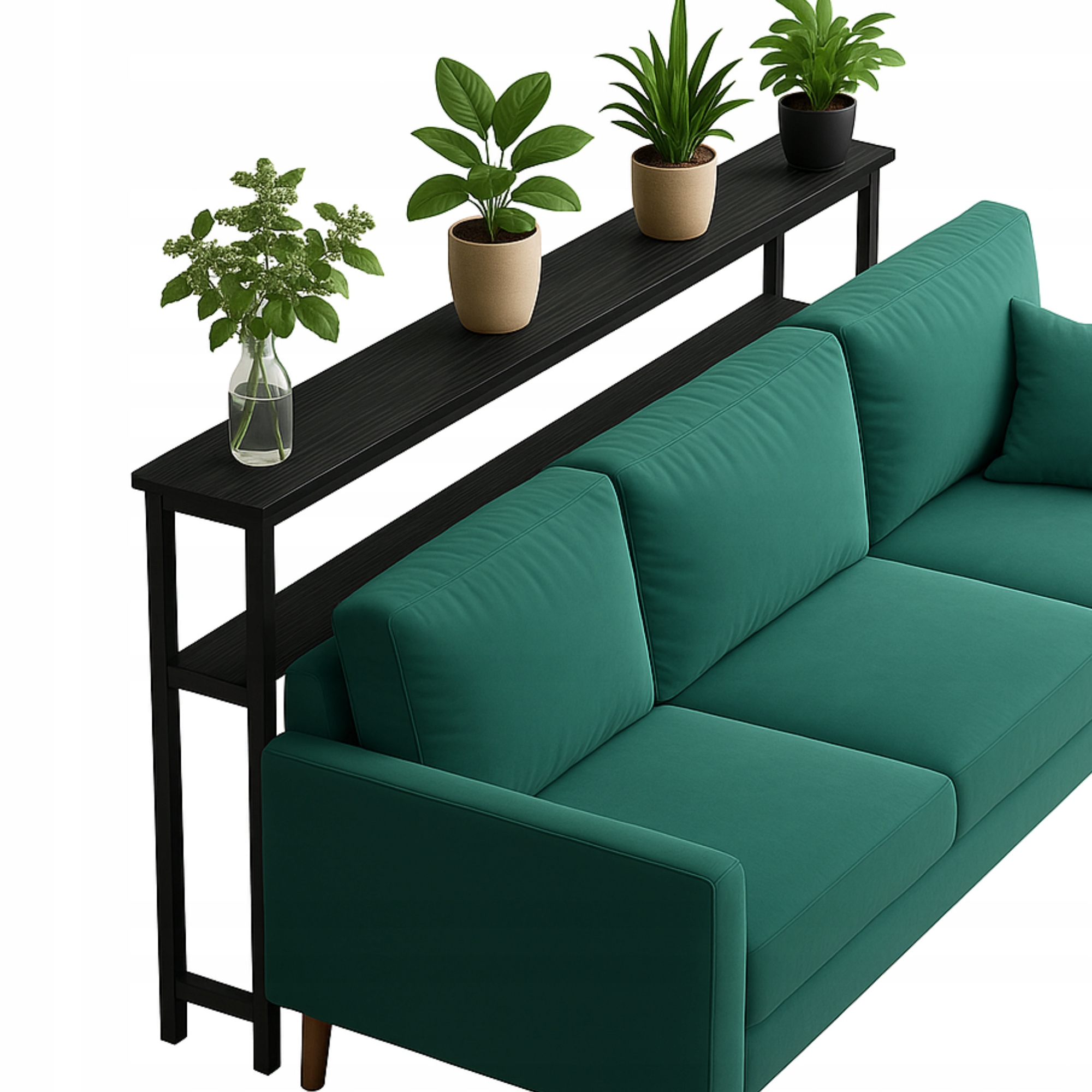 Konzola Stolek Loft Za Pohovku Boční Regál Držák Na Květináč Obývací Pokoj Černý 100x20x102