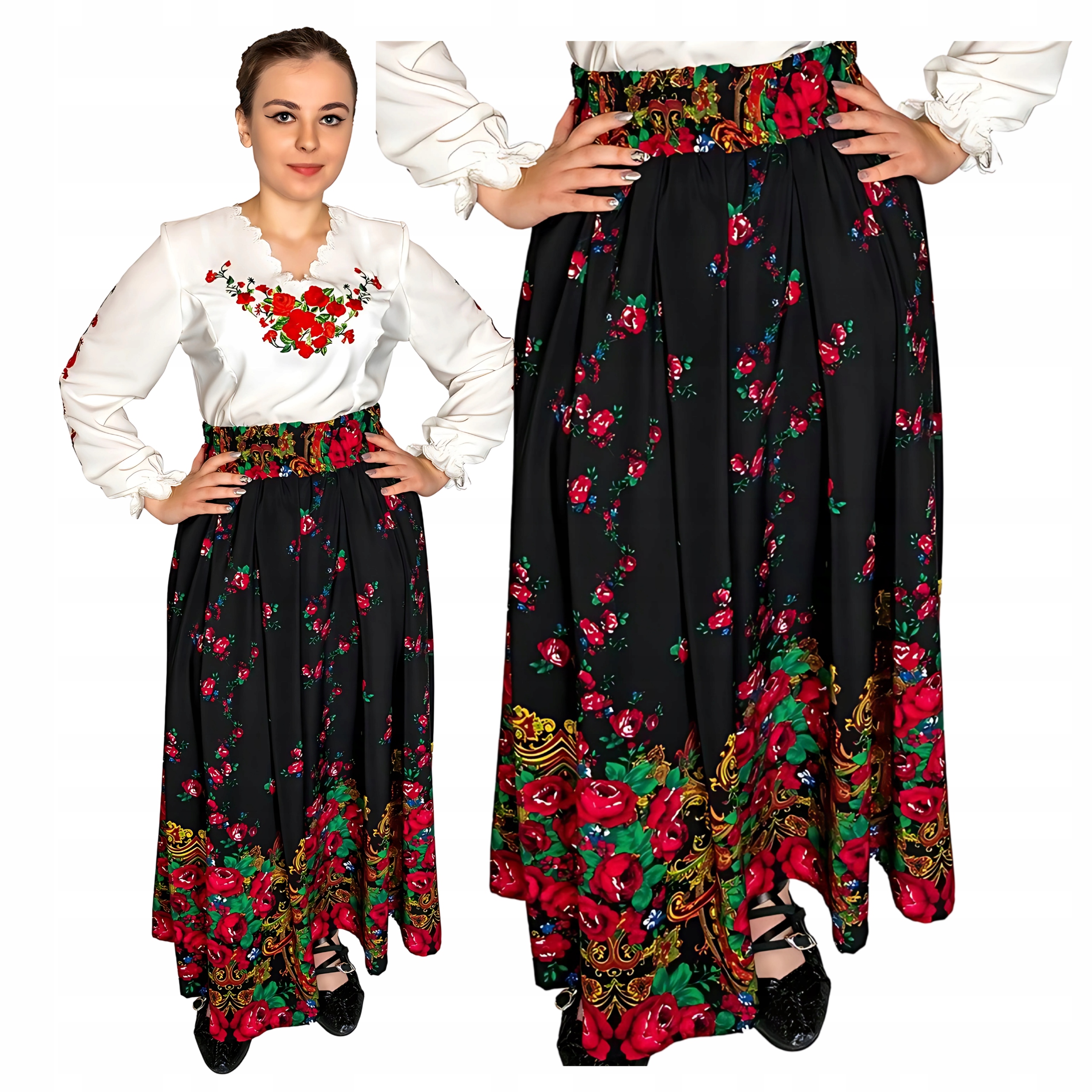 Dlouhá sukně Maxi Černá Viskóza Pohodlná Velká vel 3XL