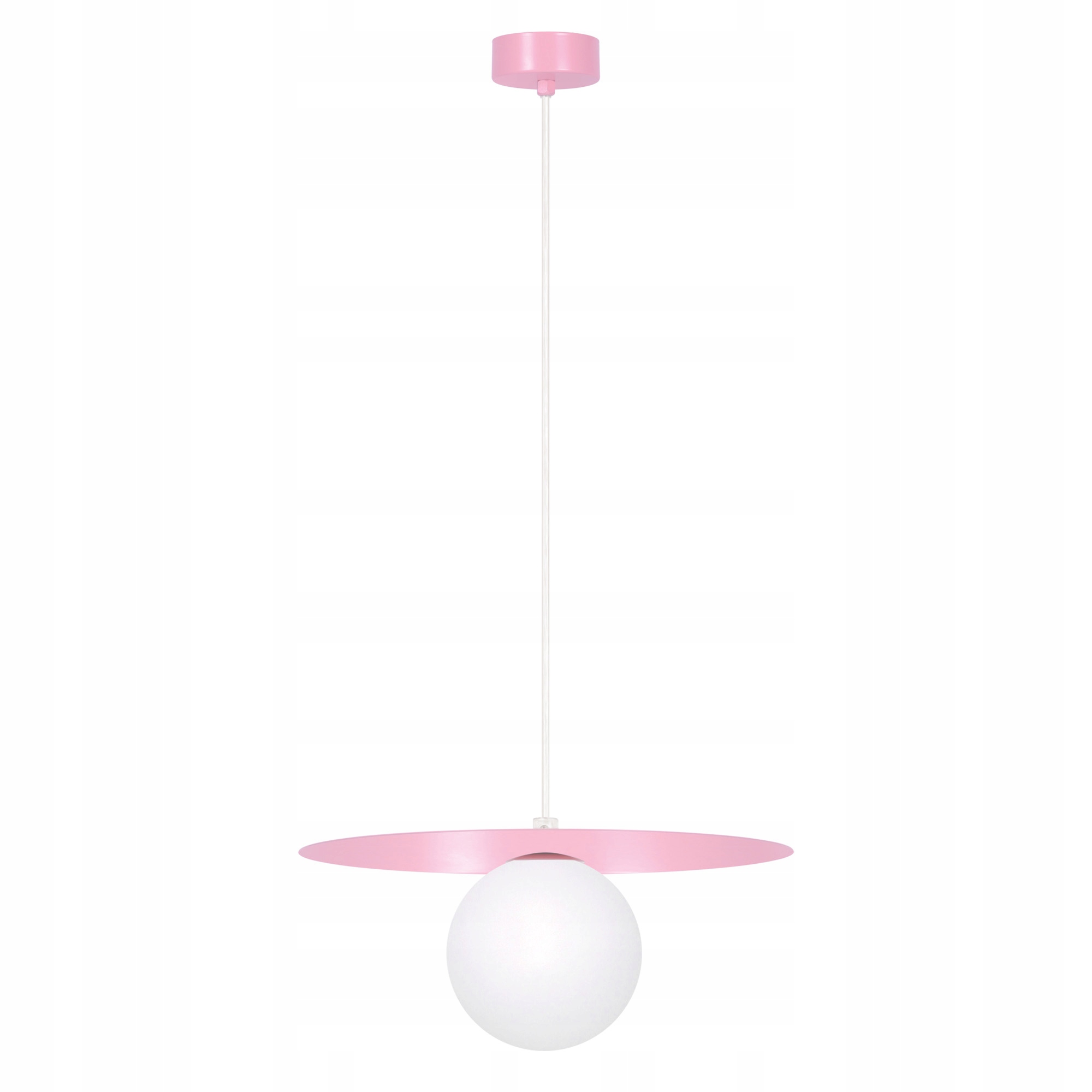 Moderná závesná lampa s dekoratívnym ružovým štítom 25 cm biela guľa Kaja