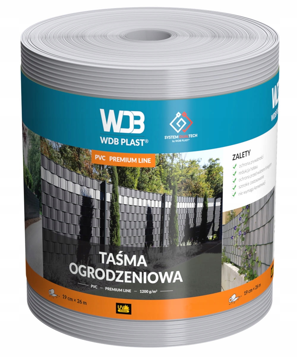 TAŚMA OGRODZENIOWA NA PŁOT OGRODZENIE PANELOWE OSŁONA OGRODZENIA SZARY PVC