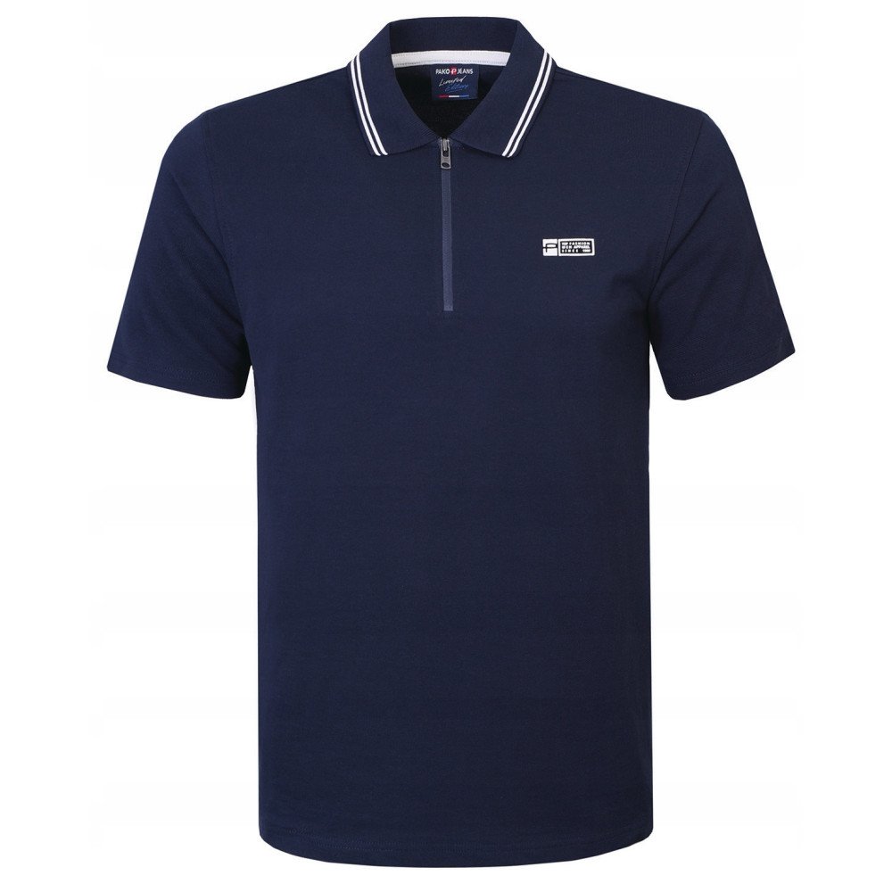 Polokošile Pánské Pako Jeans Tmavě modré, Výstřih na zip XXL