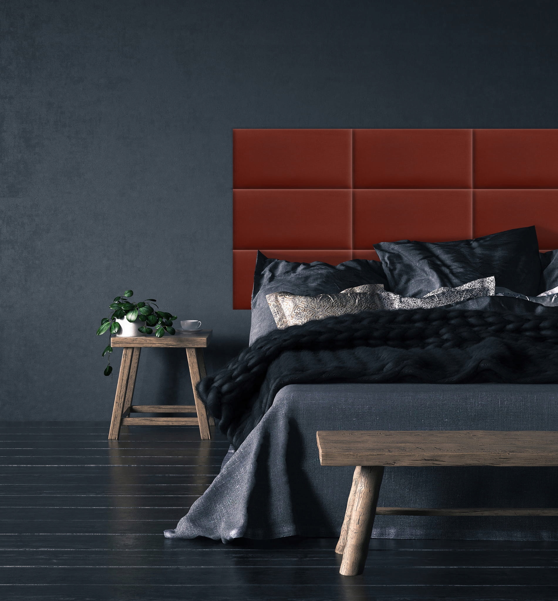 Panel Tapicerowany Bordowy 40 x 30 cm Szerokość mebla 40 cm