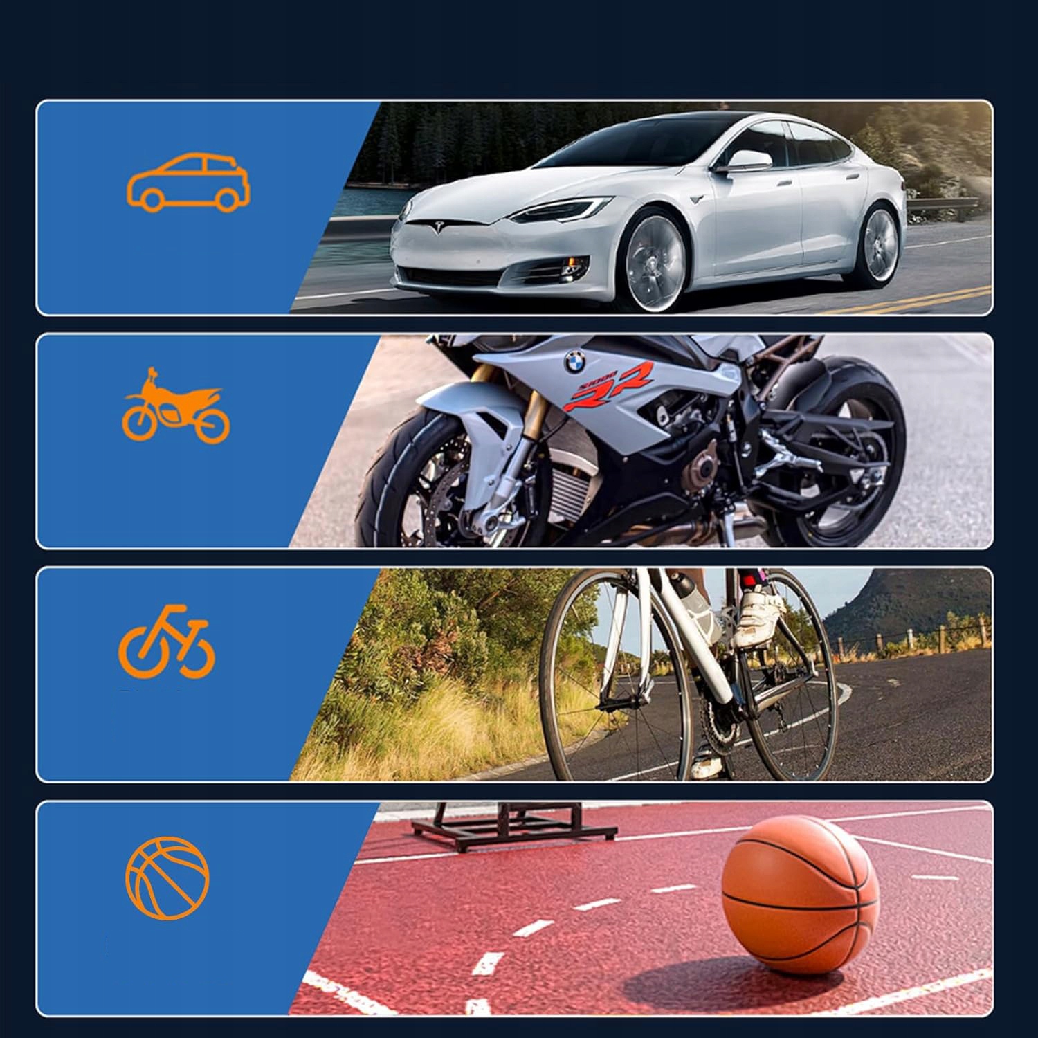 POMPKA ELEKTRYCZNA PRZENOŚNA DO ROWERU ROWEROWA 6000mAh Kolor dominujący czarny