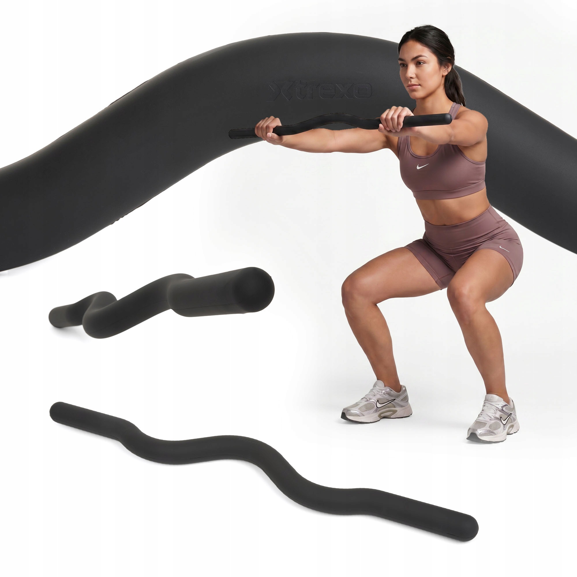 Gryf łamany Xtrexo Sculpt 90 cm czarny Do Treningu Fitness Ćwiczeń Siłowych