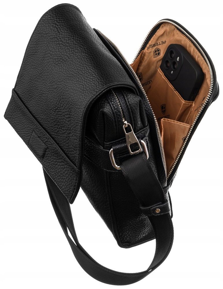 PETERSON saszetka męska na ramię pojemna torba crossbody miejska z klapką Wzór dominujący bez wzoru