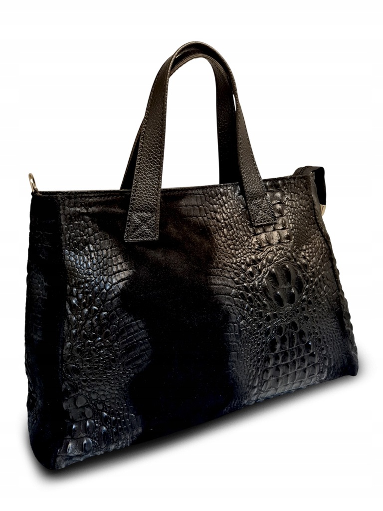 Elegantní černá dámská kožená semišová kabelka
