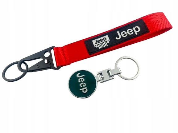 Jeep Zestaw Brelok Zielony Metalowy Do Kluczy Smycz Czerwona 20 CM