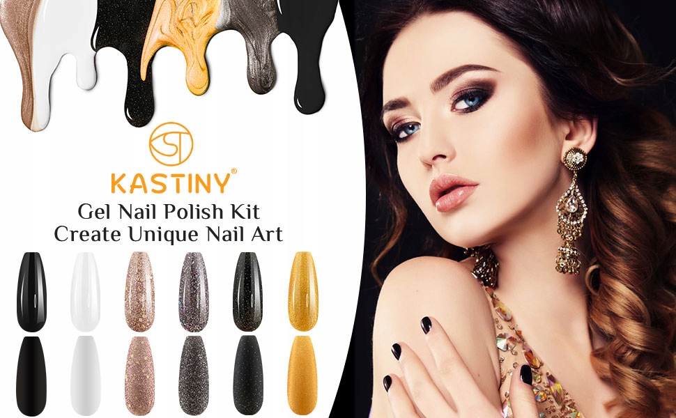 Lakier żelowy hybryda Czarno-białe złoto 9 szt