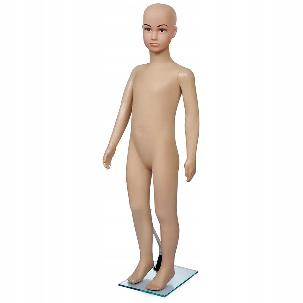 Dětská otočná figurína Pe, béžová, 110 cm, skleněná základna