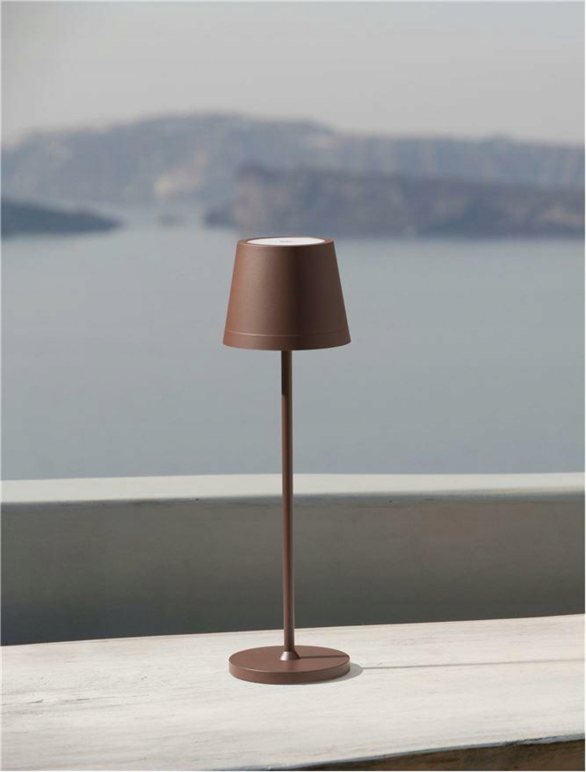 Nova Luce venkovní stolní lampa Seina hnědý hliník a akryl Led 2W 2700K 5V