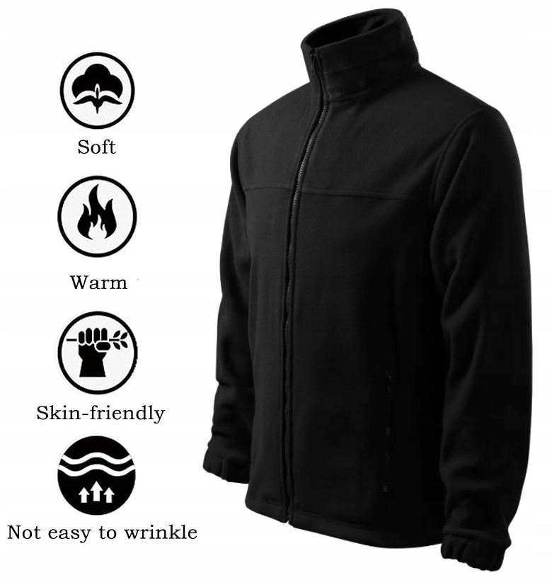 CIEPŁY MIĘKKI POLAR MĘSKI ROZPINANY CZARNY BLUZA ROBOCZA POLAROWA SPORTOWA EAN (GTIN) 5902801395062