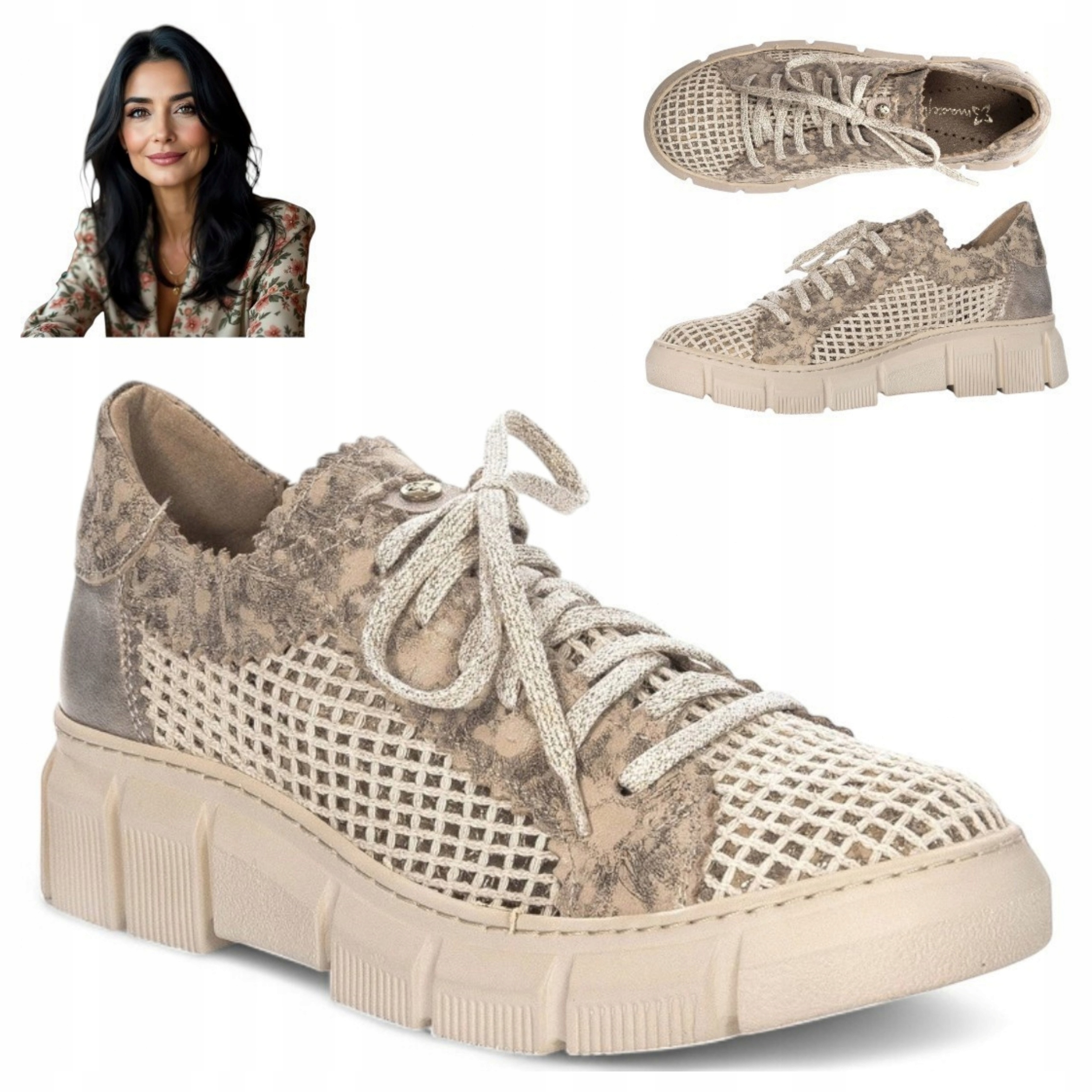 Maciejka 38 Dámské sportovní boty Kůže Přírodní tenisky Jaro Léto