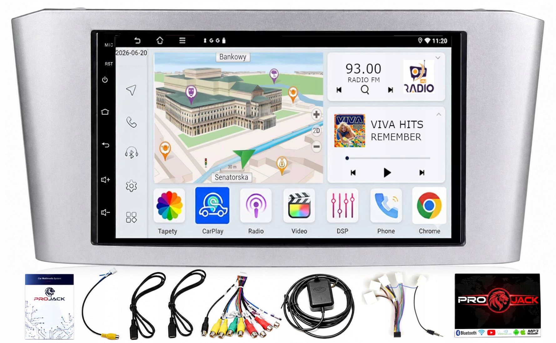 Rádio Navigácia Carplay Gps Android Toyota Avensis T25 Wifi 4GB 64GB