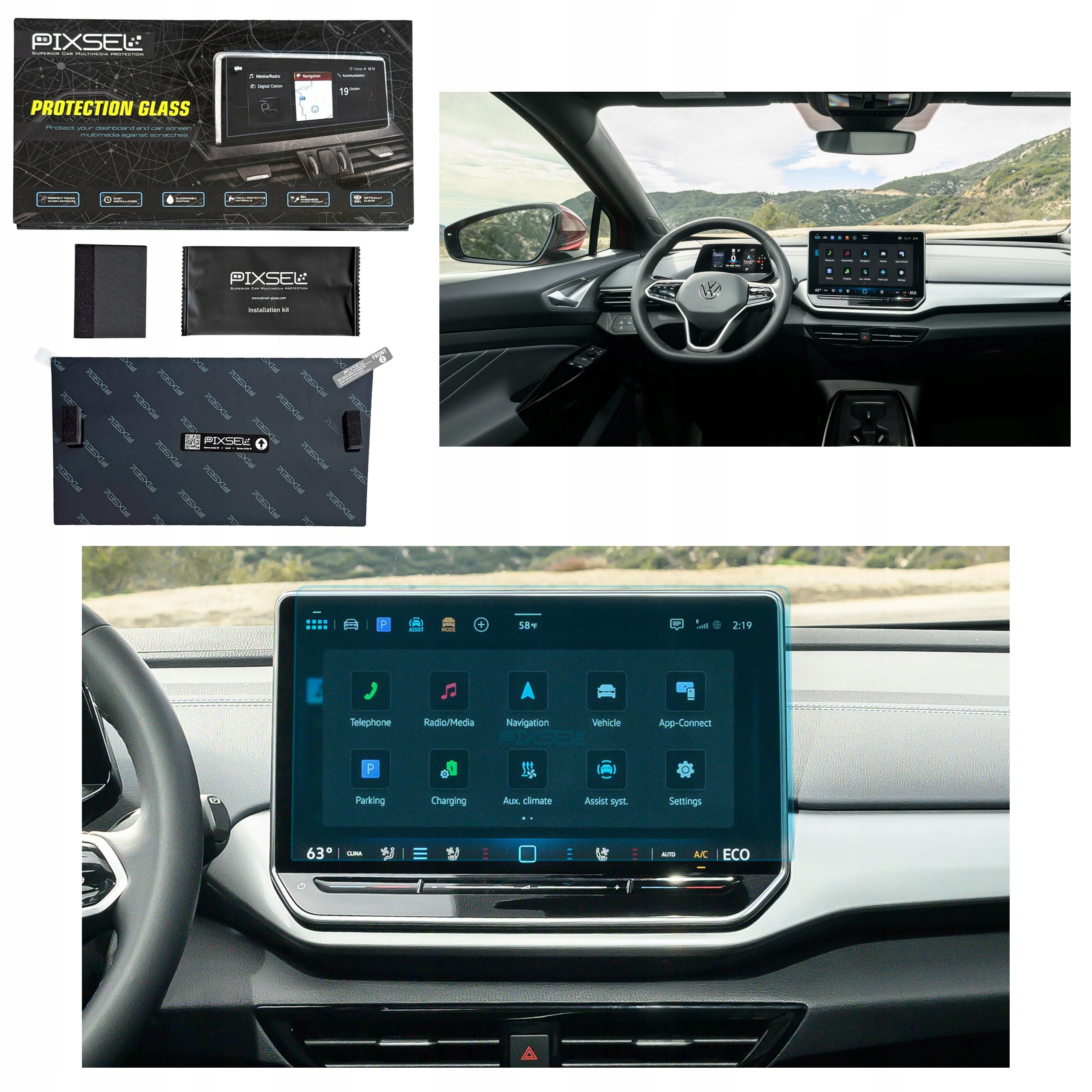 Antyodciskowe Matowe Szkło Ochronne Volkswagen ID.4-14“ 2020-na monitor