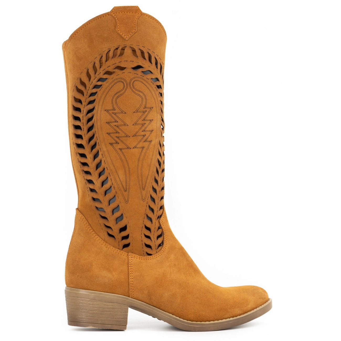 Dámské kožené kozačky Carla s červenými výřezy, podpatek 39