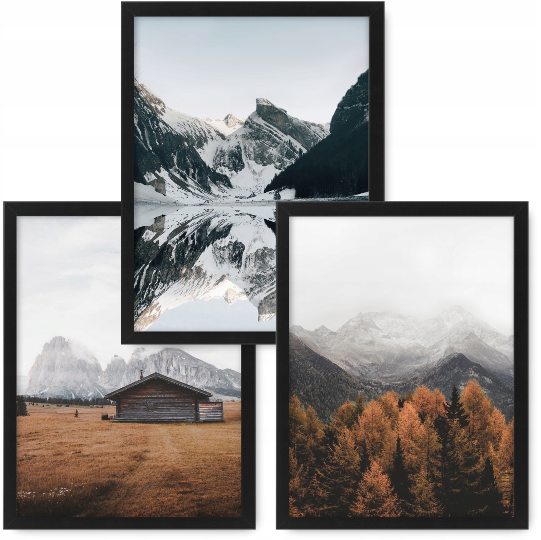 Hory Jezero 3 obrazy 33x43 plakáty, rámy ikea #77