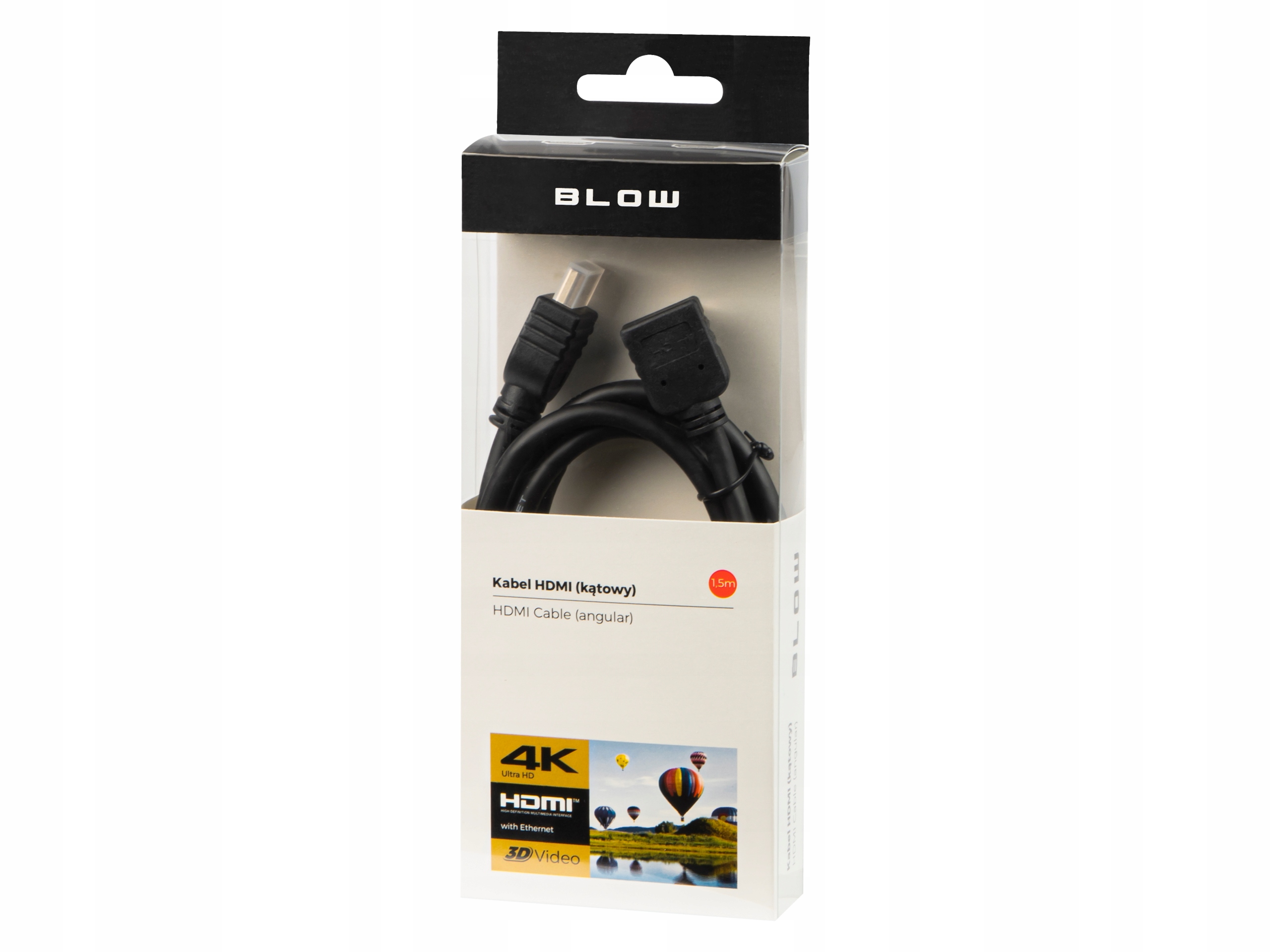 KABEL PRZEWÓD HDMI 2.0 KĄTOWY 90° GÓRNY FULL HD 4K 3D VIDEO AUDIO HDR 1,5M Kod producenta 92-603#