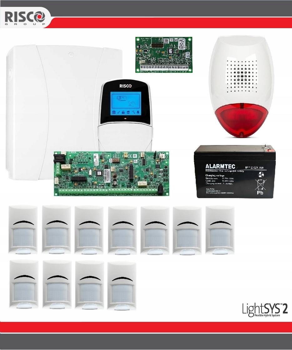 System Alarmowy Lightsys 2 Risco Zestaw 11x Pir Bosch Do Domu Sklepu Firmy