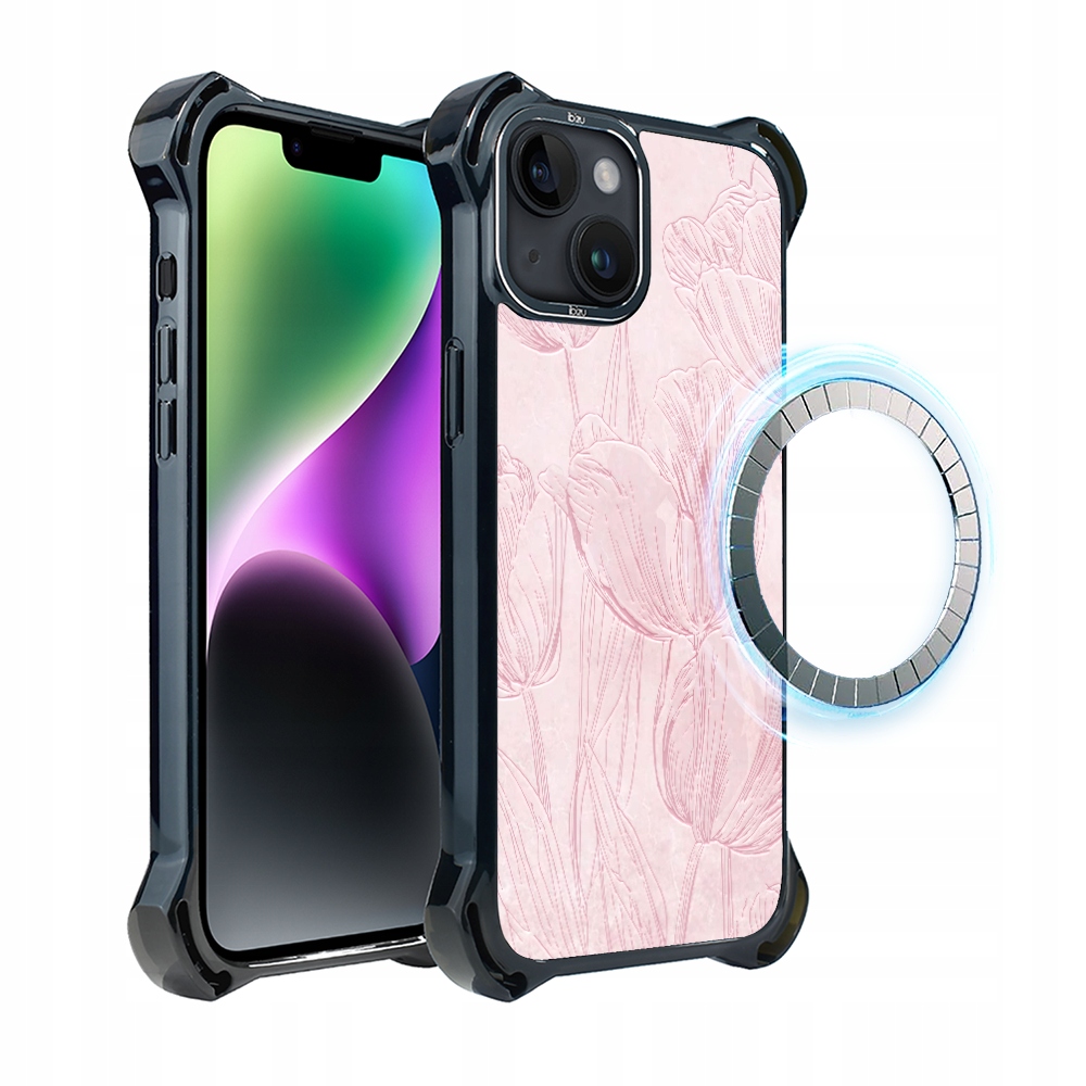 Pouzdro pro iPhone 14 Ibizu DropGuard Ultra s MagSafe, tulipánová freska