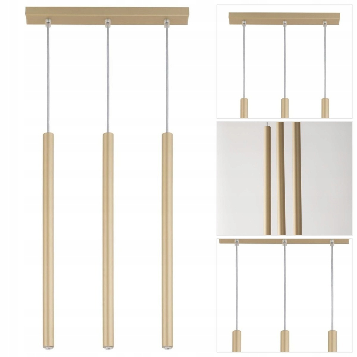 Závěsná zlatá lampa Sopel 3 do kuchyně s jemným leskem Sigma Lighting