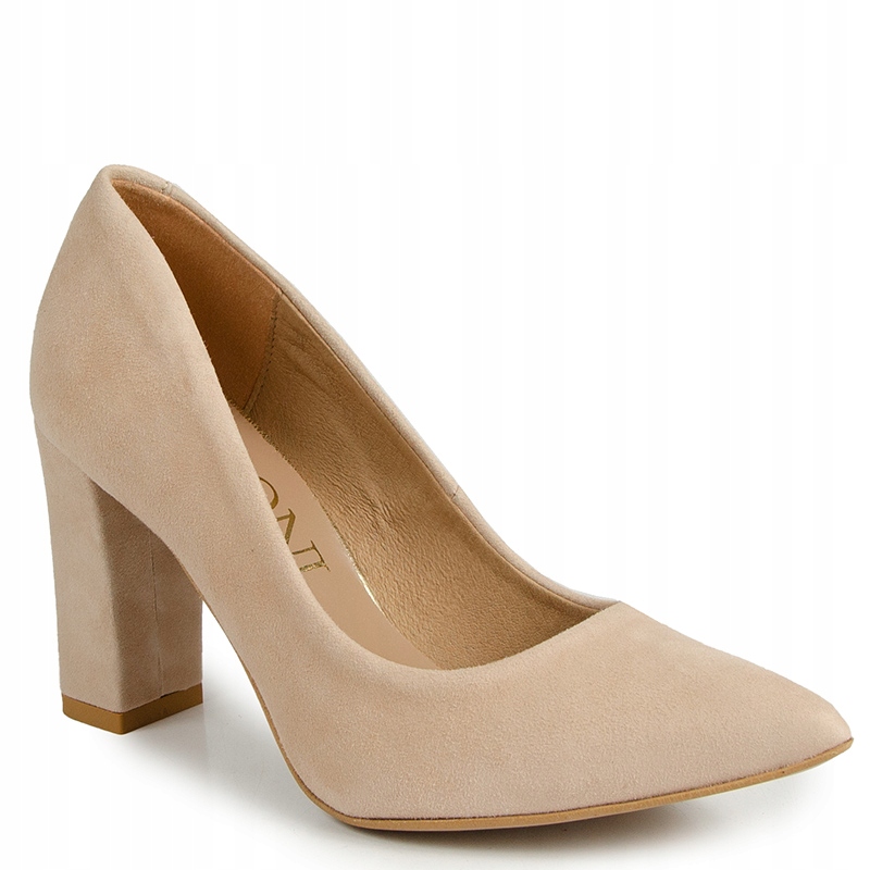 LaRoni E453 Semišové Lodičky Špic Kůže Béžová