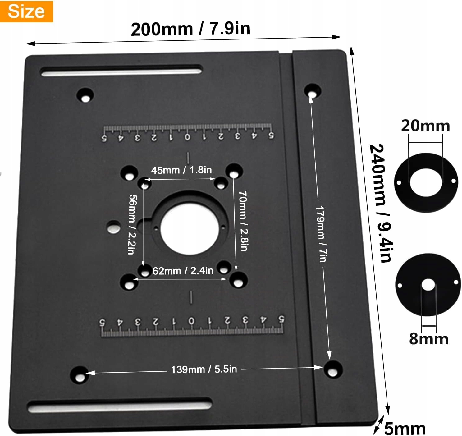 PROFESJONAL BLAT DO FREZARKI PŁYTA WKŁADKOWA WKŁADKA DO STOŁU 200MM Marka bez marki