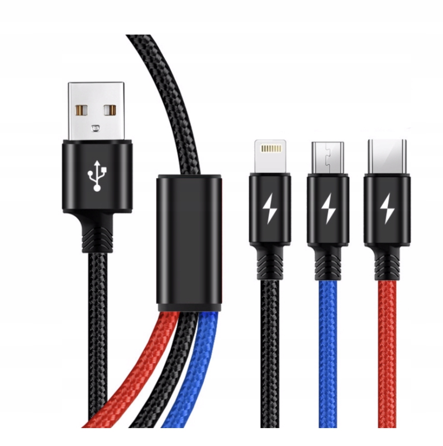 

Kabel Ładowarka 3w1 Do Iphone Micro Usb Typ-c Fast