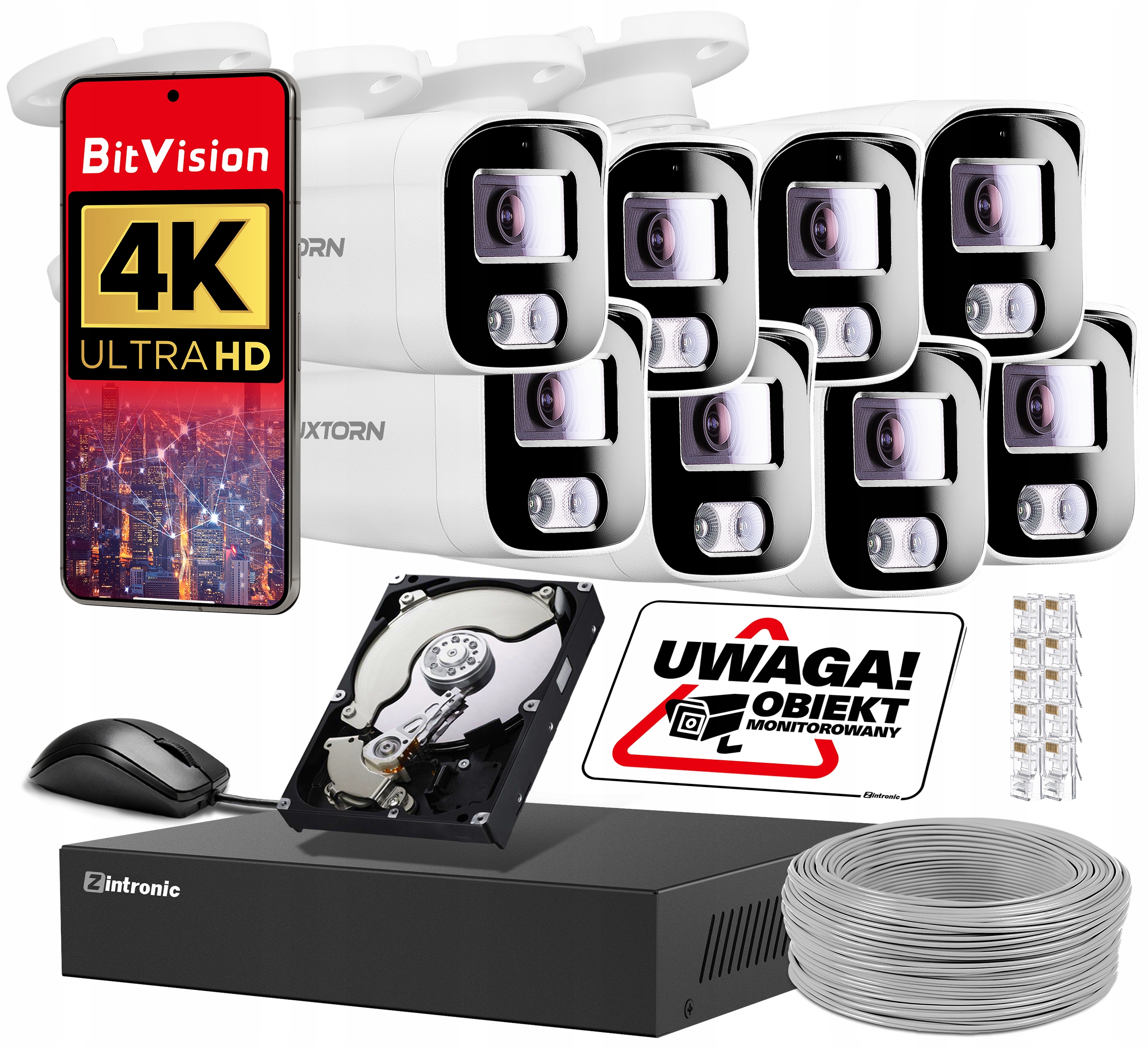 Sada Pro Monitorování 8MPx Ip Poe 8 Kamer Detekce Zvuku