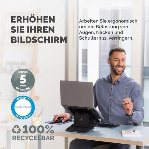 FELLOWES Podstawka Pod Laptopa Regulowana Do Biura I Domu Czarna — miniatura 2