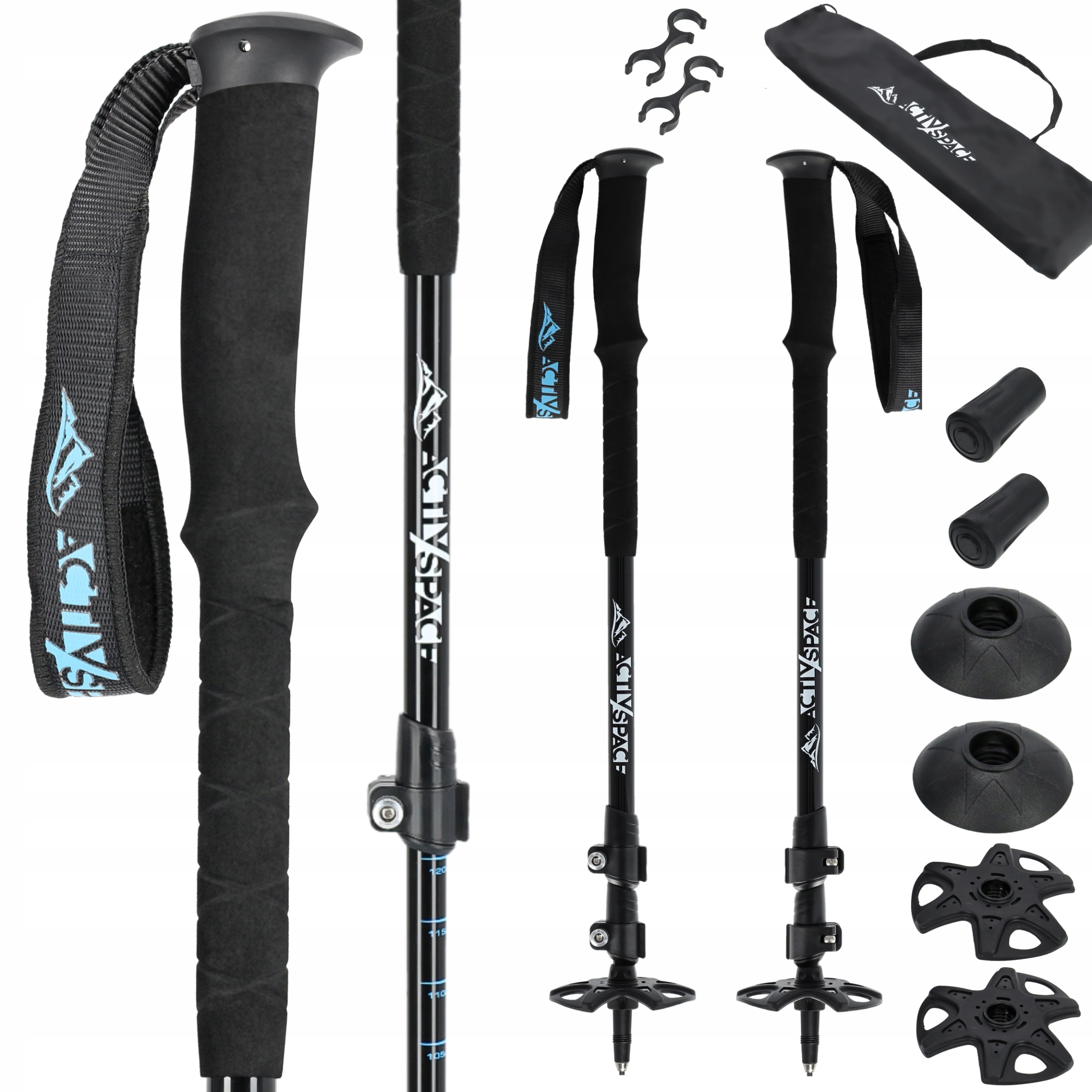 KIJE TREKKINGOWE SKŁADANE KIJKI NORDIC WALKING TELESKOPOWE ALUMINIOWE PRO