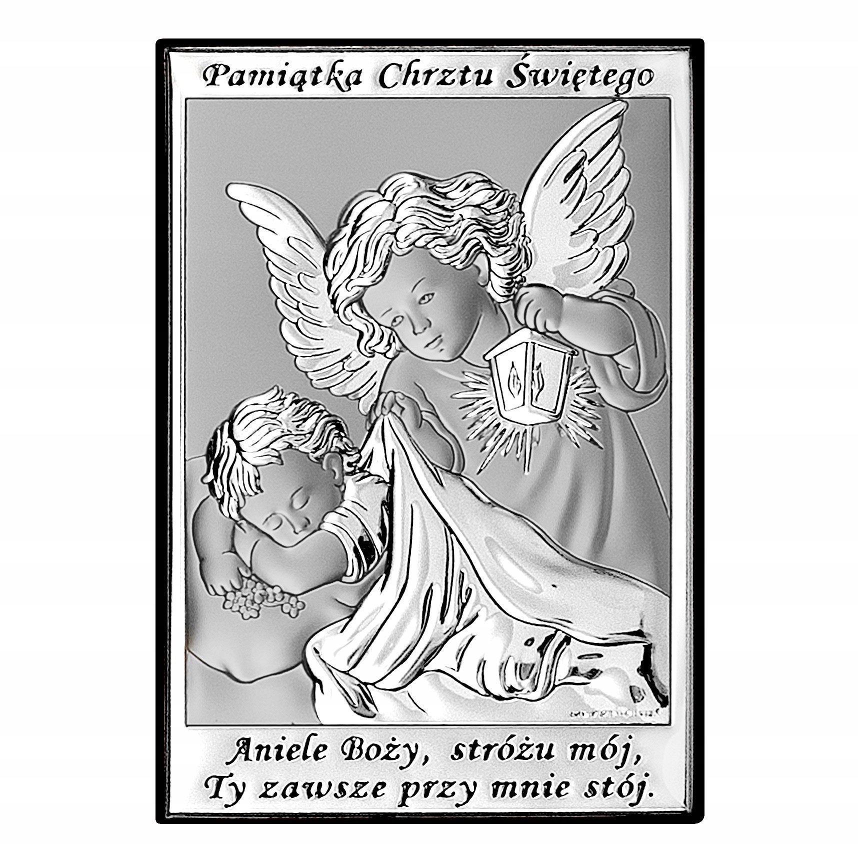 Stříbrný Obrázek Suvenýr Křest Svatý Anděl