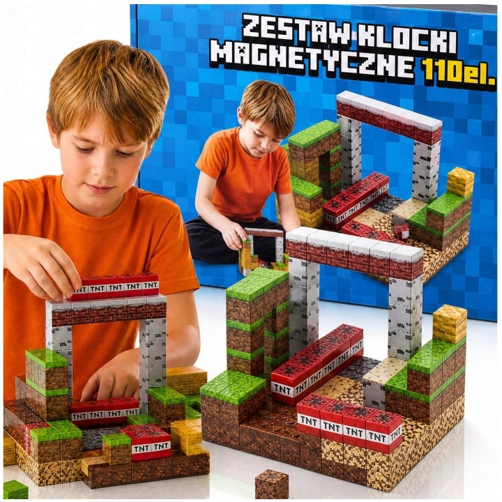 Klocki Magnetyczne bloczki Pixel sześciany konstrukcyjne dla dzieci 100el