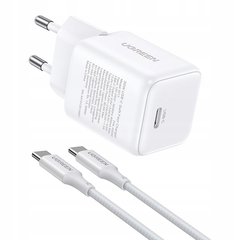 Ładowarka sieciowa Ugreen X513 GaN Usb-c +kab Usb-c 1M (biała)