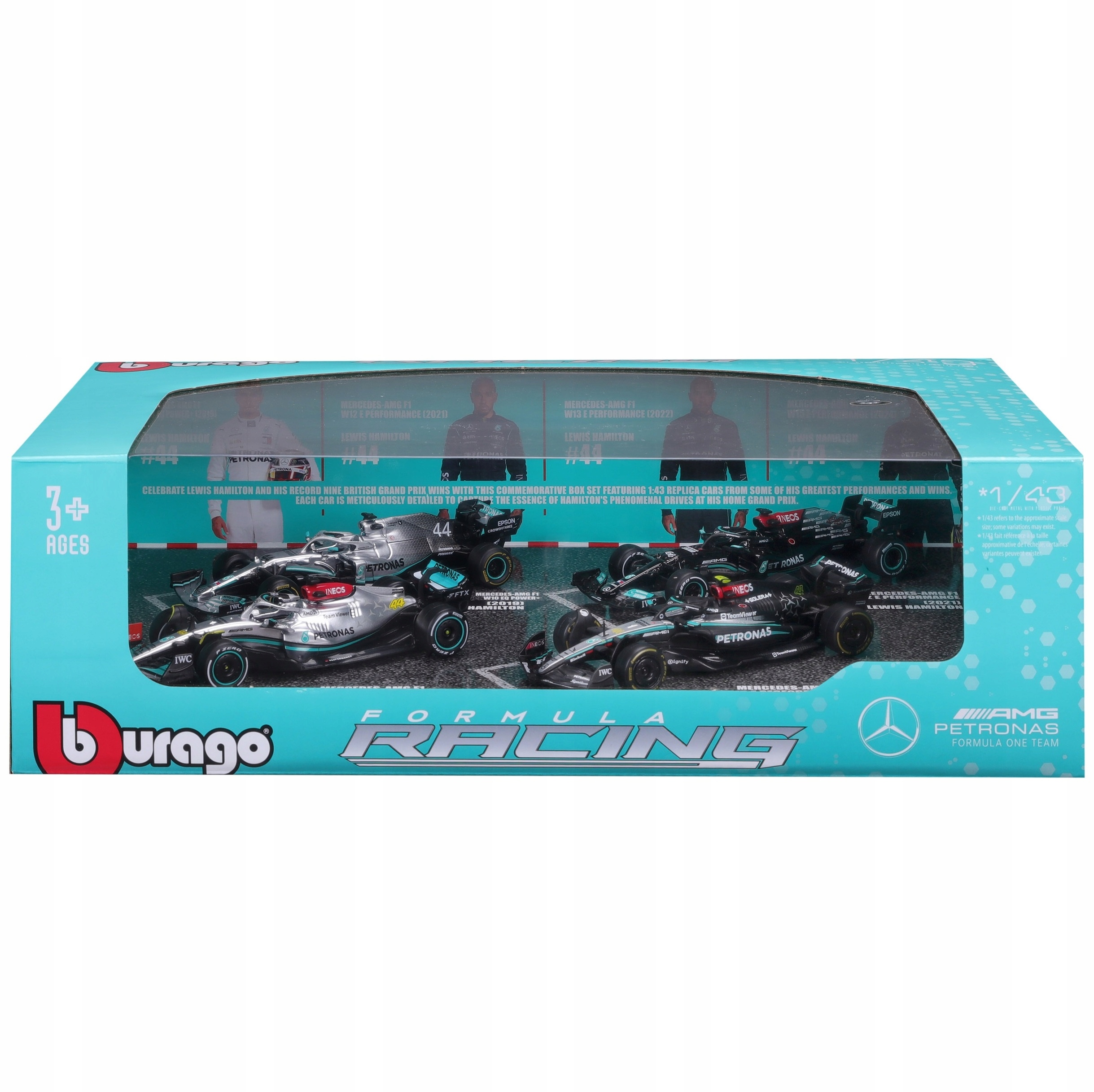 Sada Bolidů F1 Mercedes Amg W12 W13 W14 1:43 Bburago 18-38093