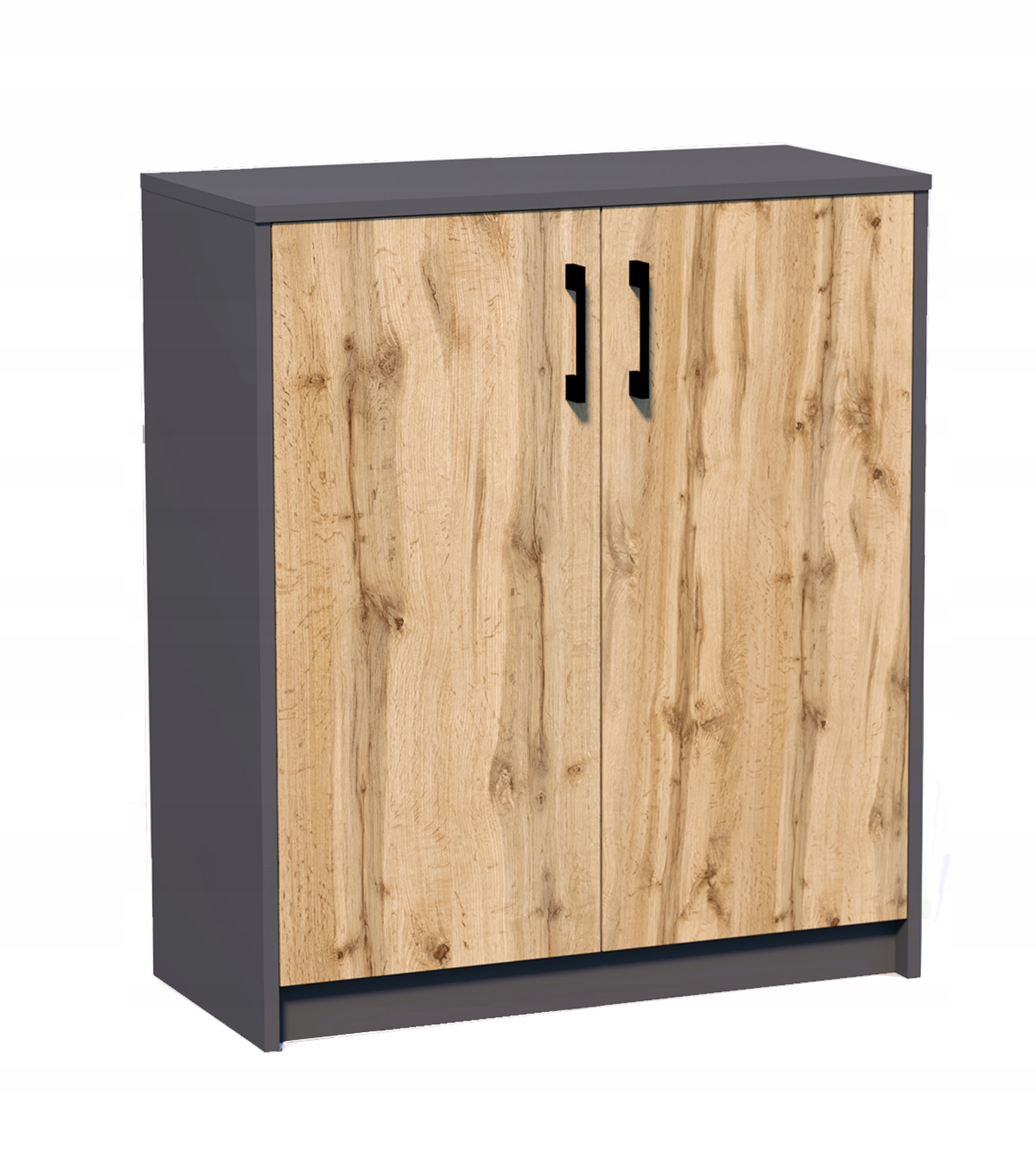 Komoda 2 Dvířka, 74 cm, skříňka, do obývacího pokoje, Grafit/Dub Wotan