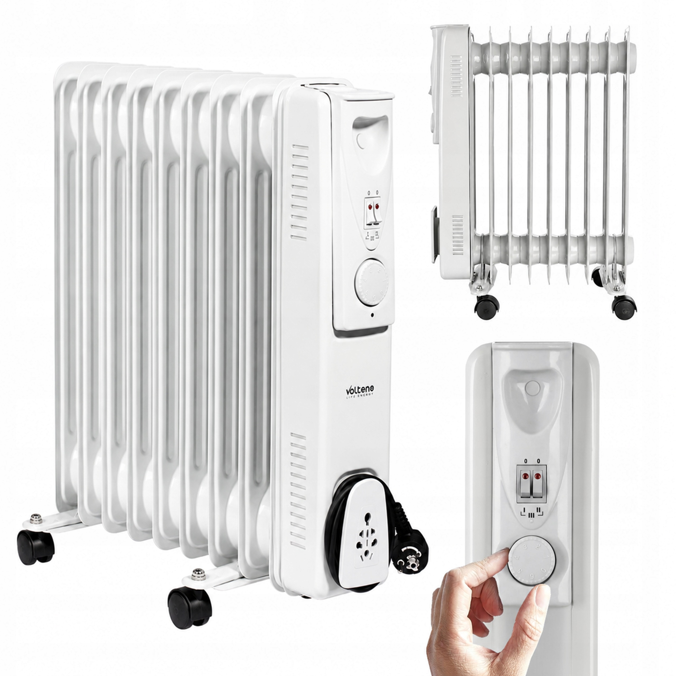 Elektrický Ohřívač 2000 Watt Olejový 9 Žeber Termostat Žebrový Oleják