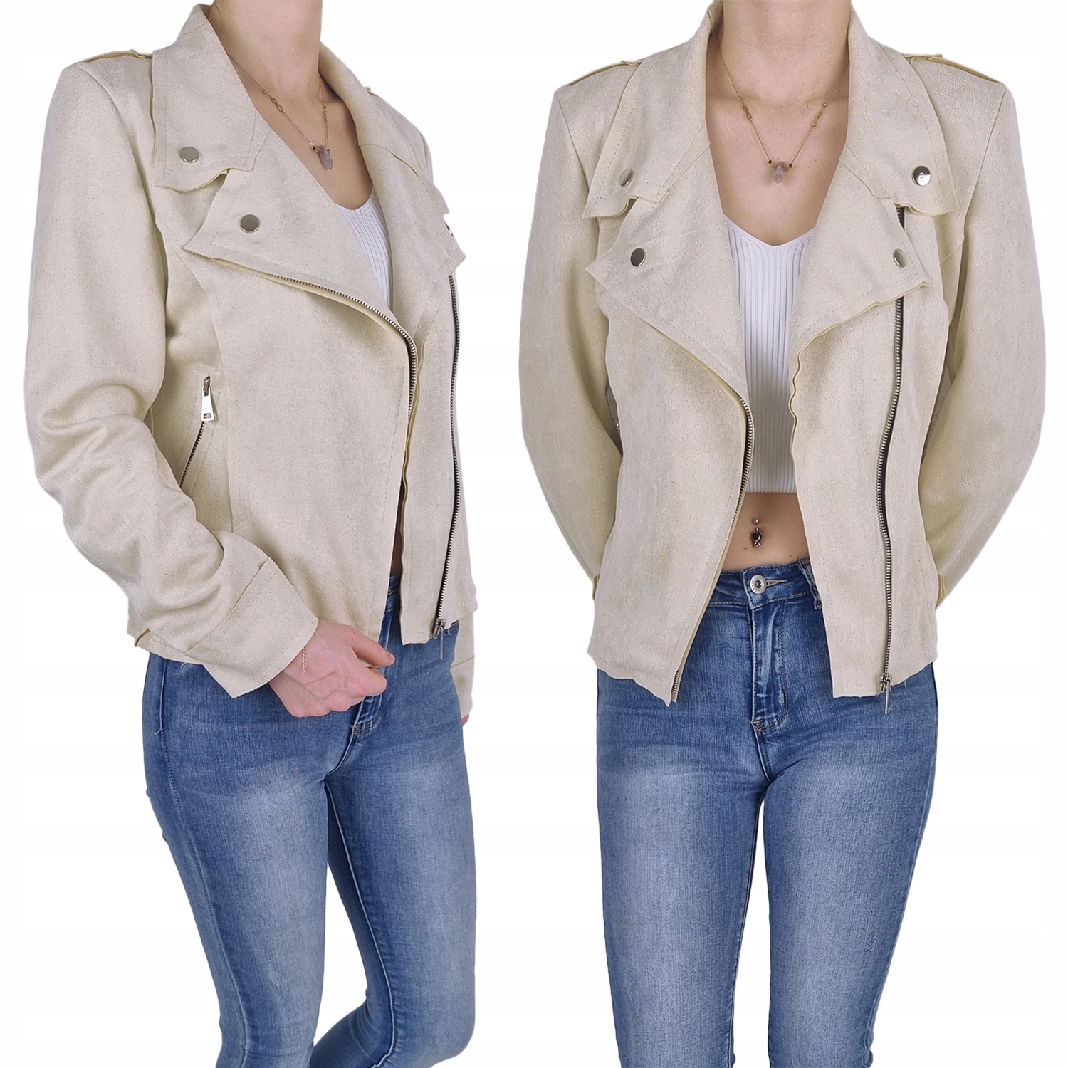 #damska Kurtka Ramoneska Zamszowa Zamki Zarka