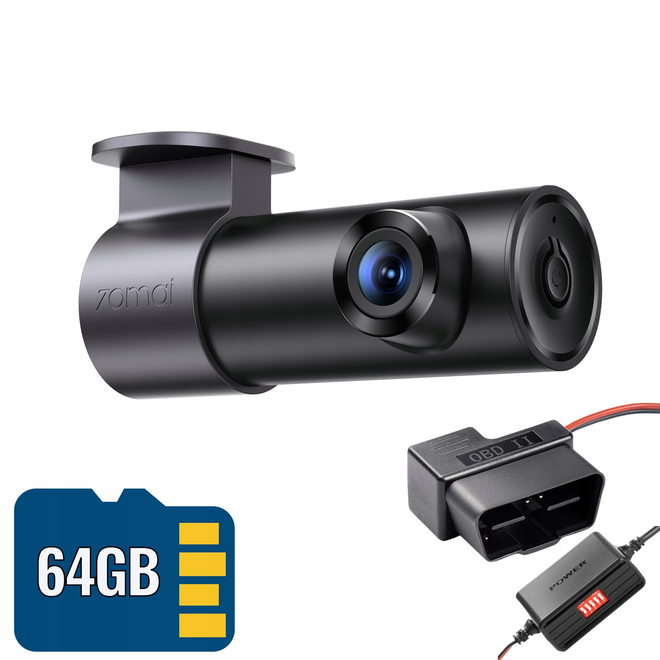 Zestaw wideorejestrator 70mai M310 Plus 2K adapter OBD+karta pamięci 64GB