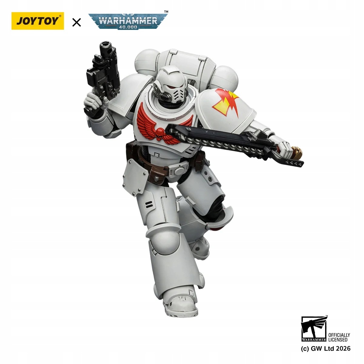Figurka White Scars Intercessor z Warhammeru 40k v měřítku 1/18, 12 cm.