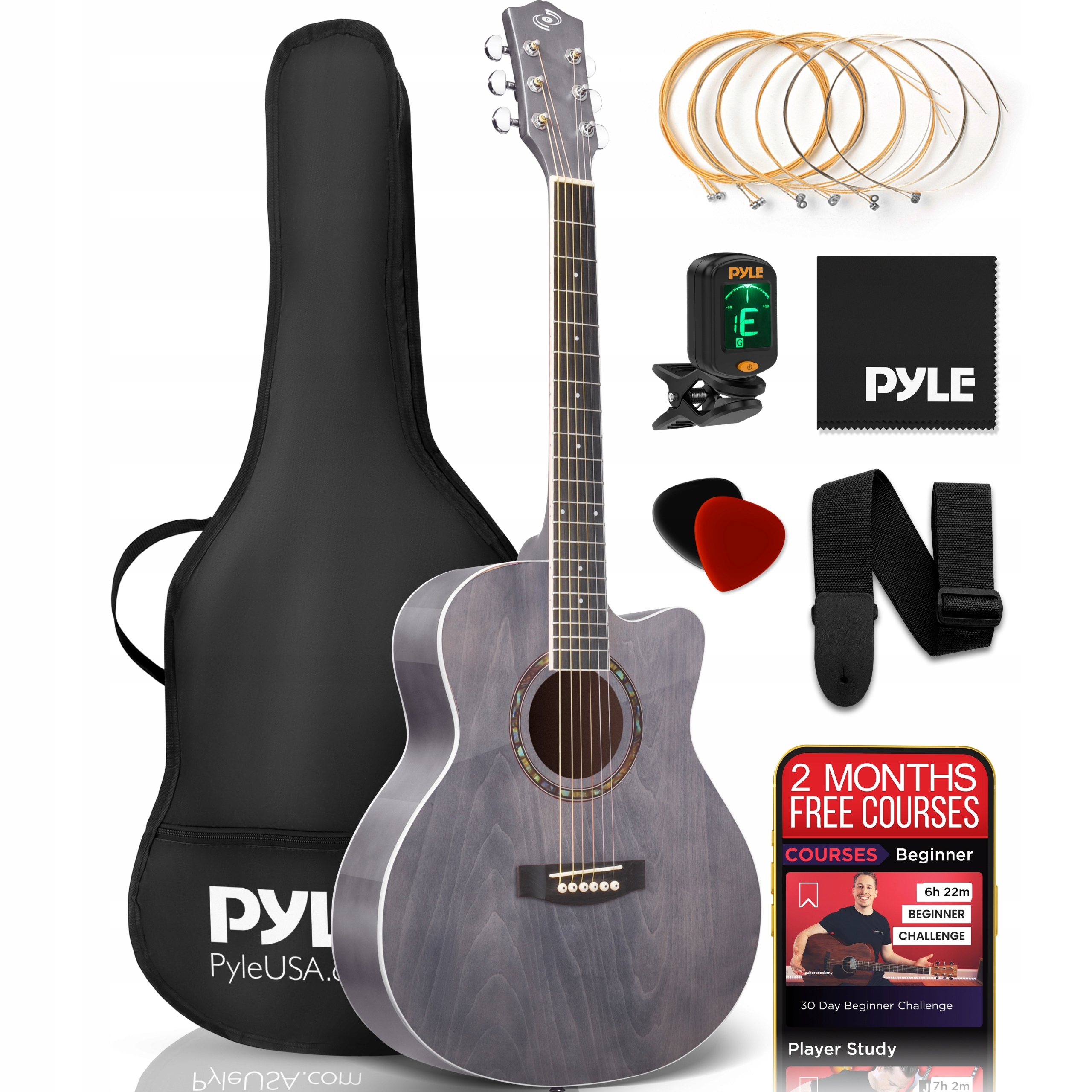 GITARA AKUSTYCZNA PROFESIONALNA 4/4 FULL SIZE ZESTAW AKCESORIA TORBA