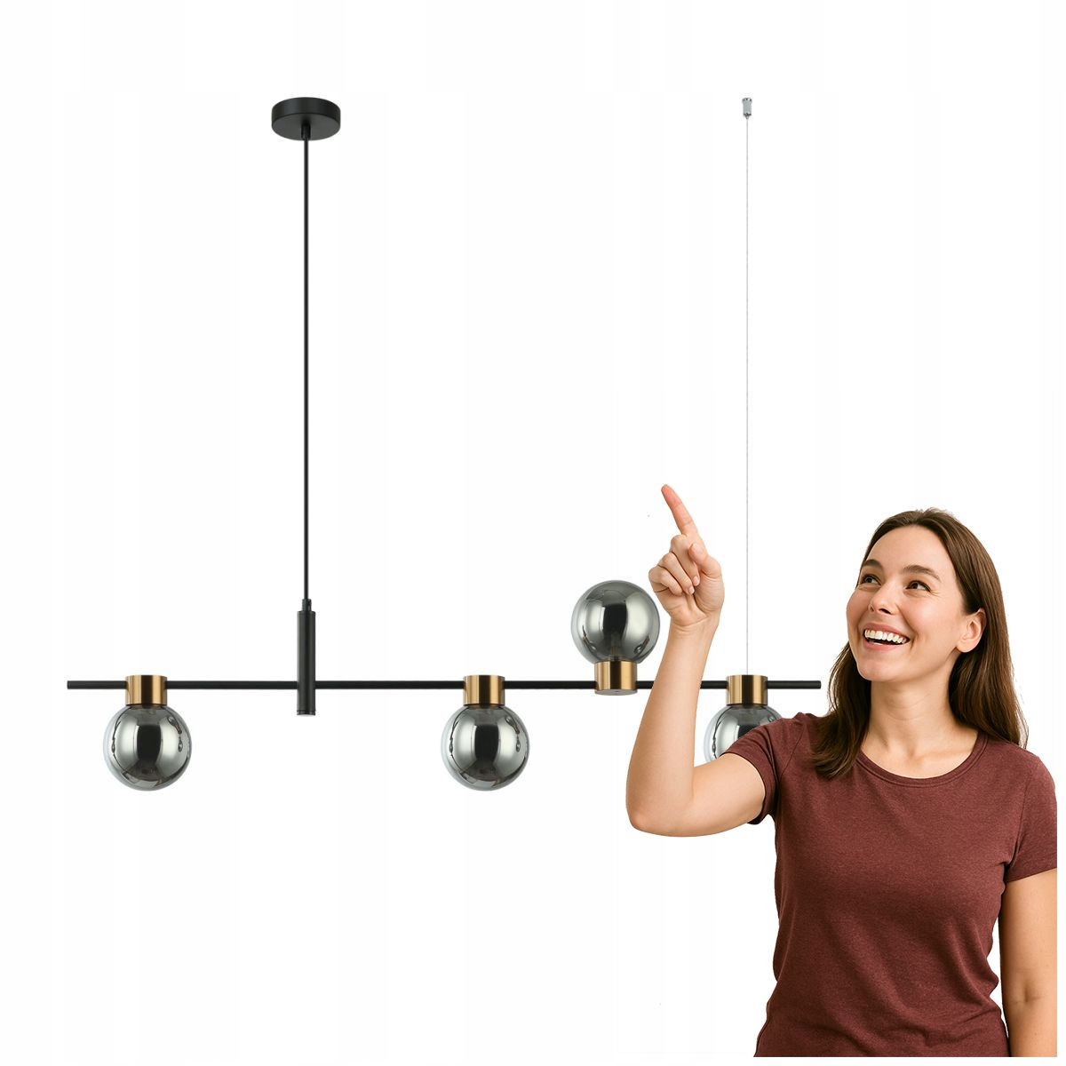 Závesná lampa Bletter PND-5225-4-BK-SG Italux