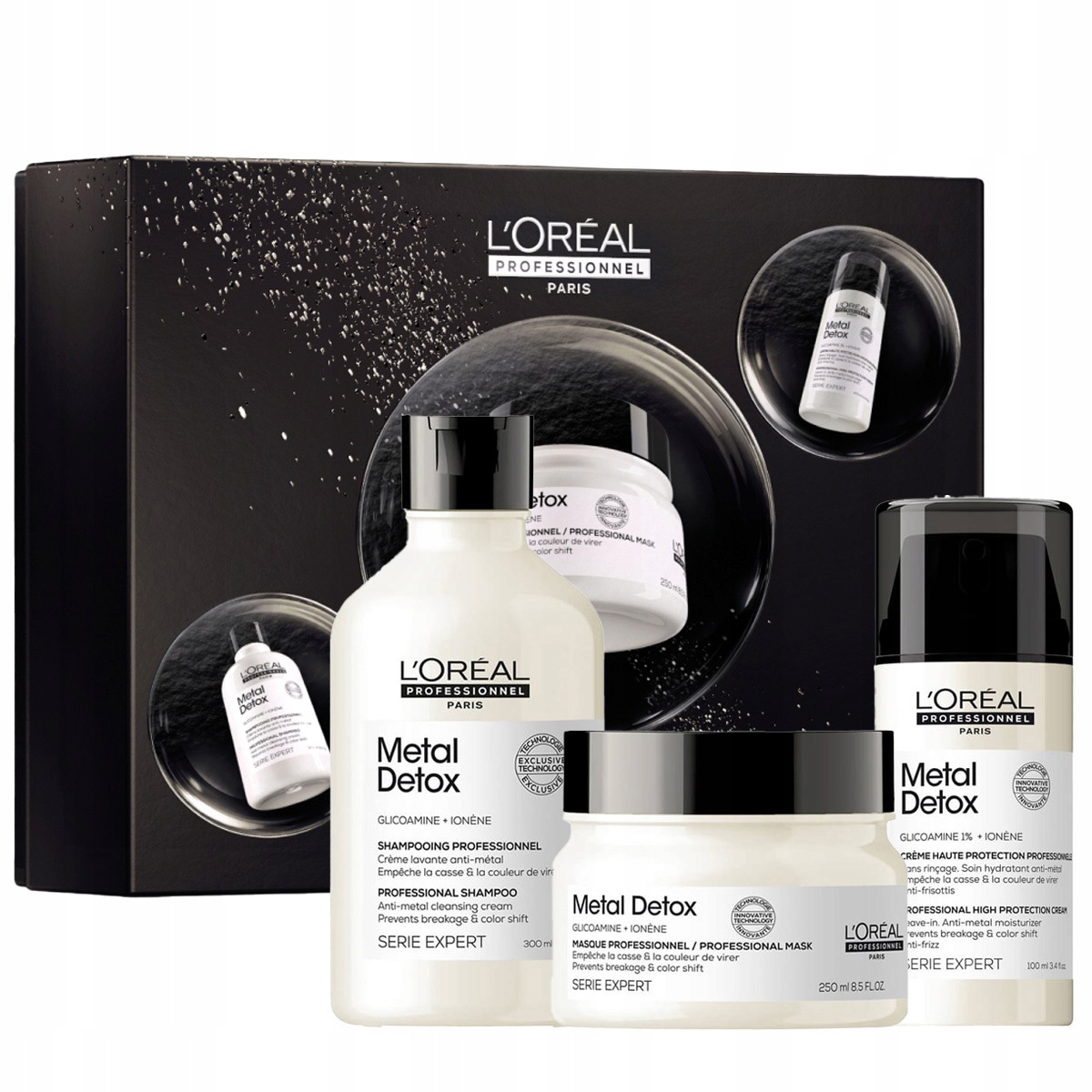 Loreal Metal Detox Christmas Trio szampon maska krem zestaw do włosów