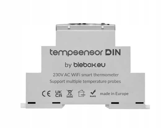 Snímač teploty µWiFi teplomer na Din lištu 230V Ac tempSensor