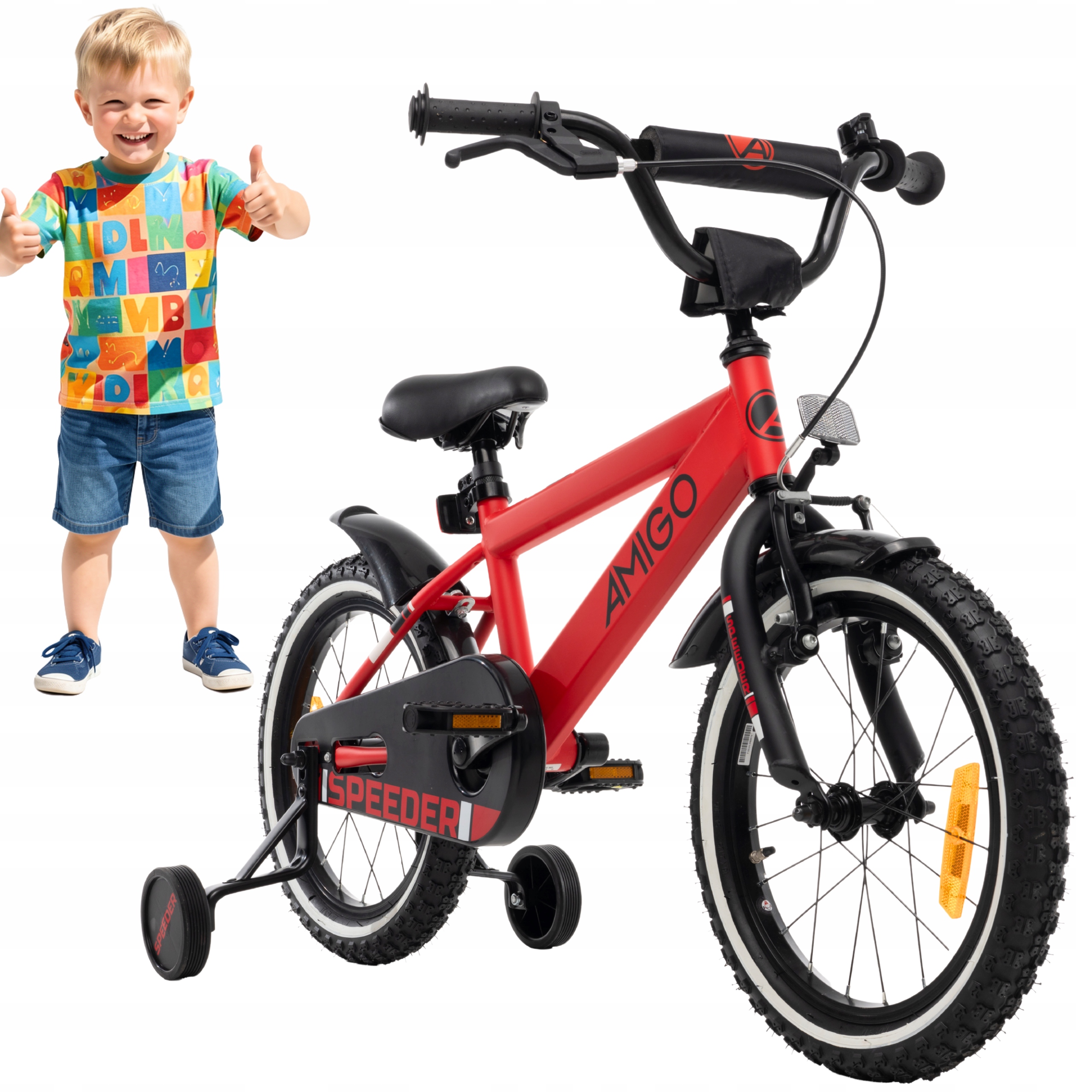 Rowerek dziecięcy 16 cali Lekki dla chłopca dzieci Kółka Boczne Koszyk