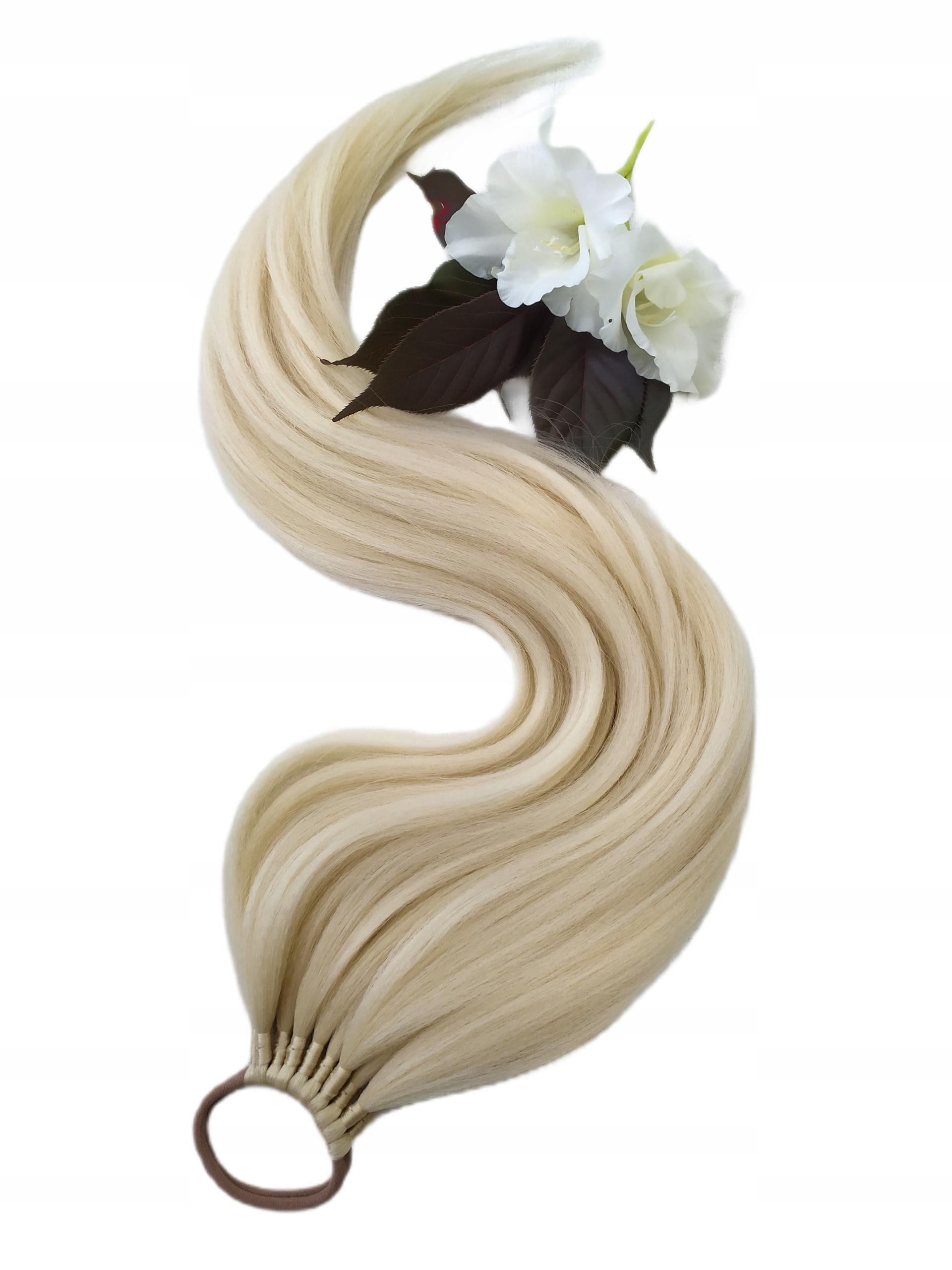 Připínací poník na gumičce, Příčesek, světlý blond, Světlá Blondýnka, 60 cm